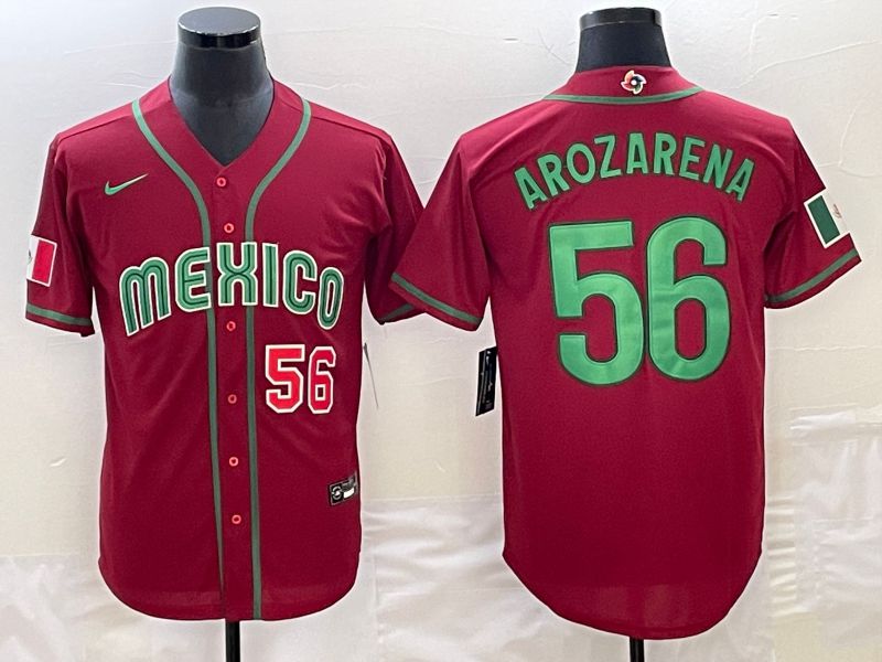 Men 2023 World Cub Mexico 56 Arozarena Red Nike MLB Jersey25